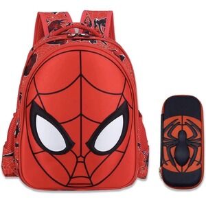 3D Spider Cartoon Large Capacity Schoolbag + Pencil Case Waterproof for Boys ...